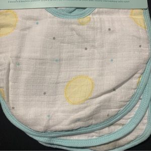 Aden + Anais Essentials 3 Water-Resistant Snap Bibs 100% Cotton Muslin 9”x12.75”